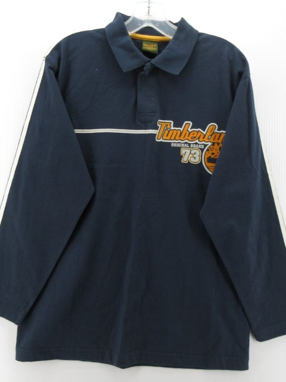 VINTAGE Timberland Polo Shirt Boys XL Navy Rugby Spell Out Graphic Y2K NWT*